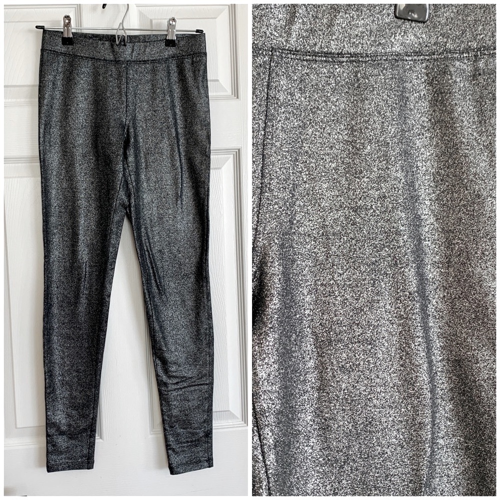 Express Black Silver Glitter Stretch Leggings